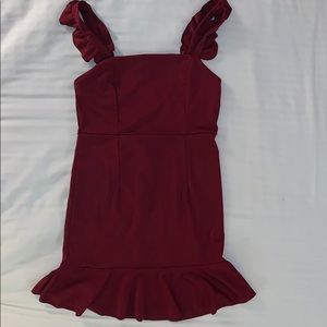 Red mini dress with ruffles
